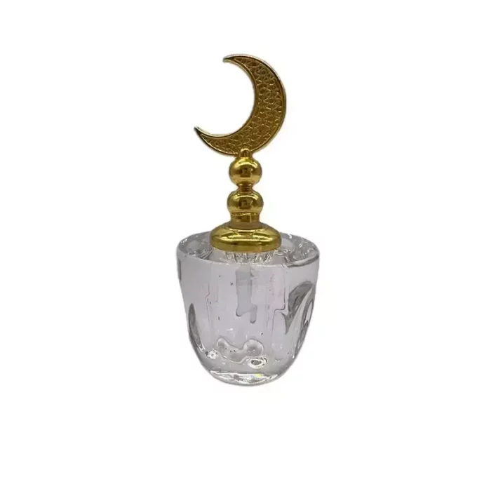 N8345e Flacon de parfum vide en verre avec bouchon doré en forme de croissant de lune - Accessoires flacons de parfums en ligne Ninanina
