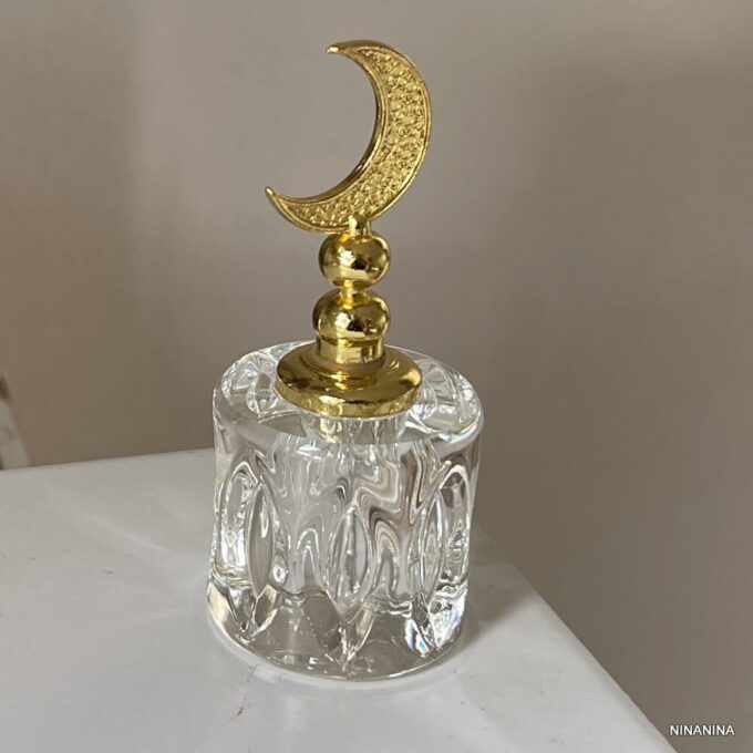 N8345g Flacon de parfum vide en verre avec bouchon doré en forme de croissant de lune - Accessoires flacons de parfums en ligne Ninanina