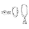N8371b Assortiment Boucles D'Oreilles Argent 925 et Zirconium 3 trous - Bijoux Boucle d'oreille femme en ligne Ninanina