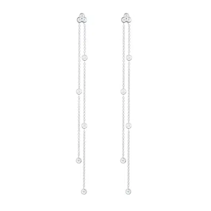 N8270a Boucles D oreilles Pendantes En Argent Longue Chaine Et Zirconium - Bijoux Boucles d'oreilles femmes en ligne Ninanina