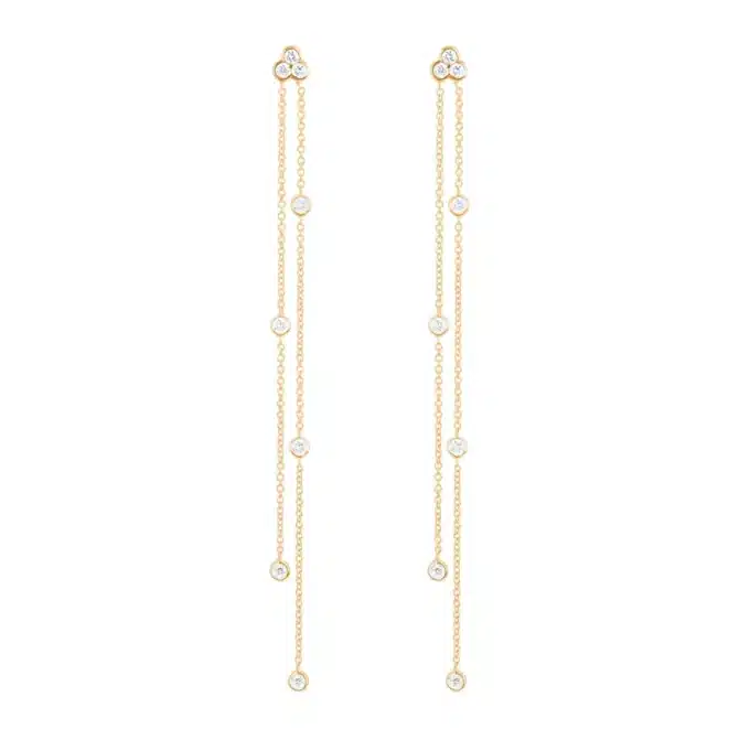 N8270c Boucles D oreilles Pendantes En Argent Longue Chaine Et Zirconium - Bijoux Boucles d'oreilles femmes en ligne Ninanina