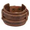 N8324B Bracelet Viking Cuir Manchette De Force Homme 45mm Marron - Bijoux Bracelets de force en ligne Ninanina