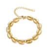 N8370E Bracelet Cheville Coquillage Doré En Acier Inoxydable Fait Main - Bjoux de pieds en ligne Ninanina