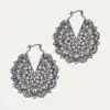 N8383 Boucles D'Oreilles Ethniques Chic Rondes Motif Floral doré ou argenté - Bijoux Boucle d'oreille boheme en ligne Ninanina
