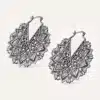N8383b Boucles D'Oreilles Ethniques Chic Rondes Motif Floral doré ou argenté - Bijoux Boucle d'oreille boheme en ligne Ninanina