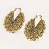 N8383f Boucles D'Oreilles Ethniques Chic Rondes Motif Floral doré ou argenté - Bijoux Boucle d'oreille boheme en ligne Ninanina