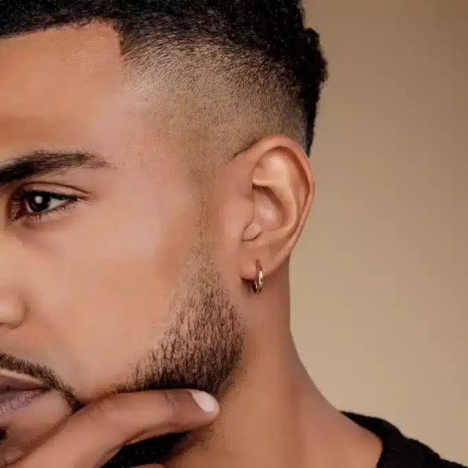 N8396e Creole Or Homme 14 carats Gold Filled Minimaliste 10 ou 12mm - Bijoux boucles d'oreilles hommes en ligne Ninanina