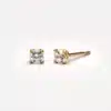N8407c Puces D'Oreilles Diamant Synthétique Zirconium Blanc Argent Plaqué Or - Bijoux Boucles d'oreille en ligne Ninanina