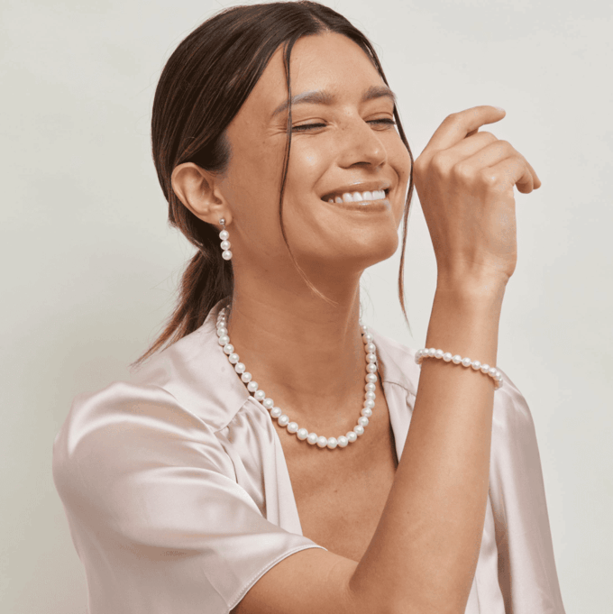 N8405b Bracelet Femme Perle D'Eau Douce Blanche Naturelle 5mm Fait Main - Bijoux Bracelets en perles femmes en ligne Ninanina