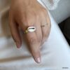 N8452f Bague Coquillage Cauri Blanc Anneau Acier Inoxydable Réglable - Bijoux Bagues coquillages en ligne Ninanina