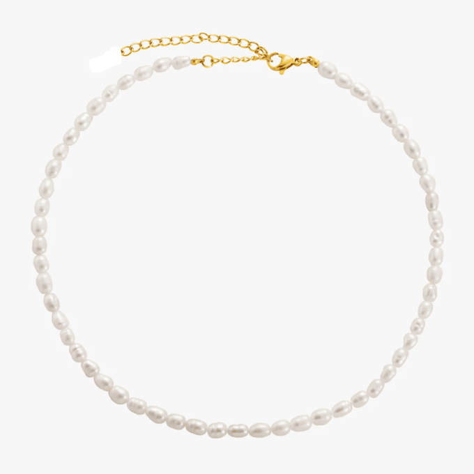 N8425a Collier Perlé Femme - Perles Ovales Blanches Véritables 5mm - Bijoux Colliers perle en ligne Ninanina