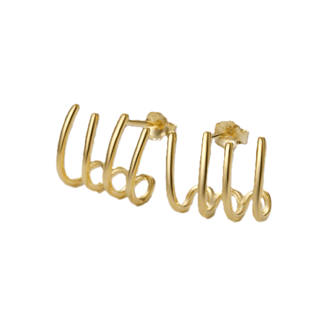 N8445d Boucles D'Oreille Griffe Argent 925 Plaqué Or 4 Branches - Bijoux Boucle d'oreille tendance en ligne Ninanina