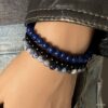 N8456c Trio Bracelets Elastique Pierre Naturelle Bleu Lapis Lazuli Et Sodalite 7mm - Bijoux Bracelets pierres naturelles Ninanina