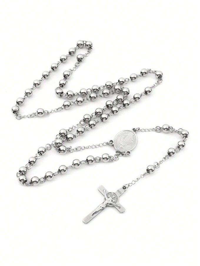 N8468 Chapelet Pour Homme Ou Femme - Collier Acier Inoxydable Argent - Bijoux Colliers chapelets mixtes en ligne Ninanina