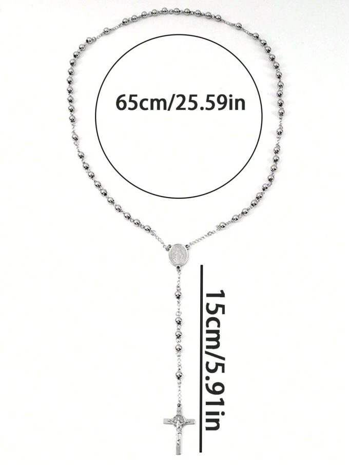 N8468a Chapelet Pour Homme Ou Femme - Collier Acier Inoxydable Argent - Bijoux Colliers chapelets mixtes en ligne Ninanina