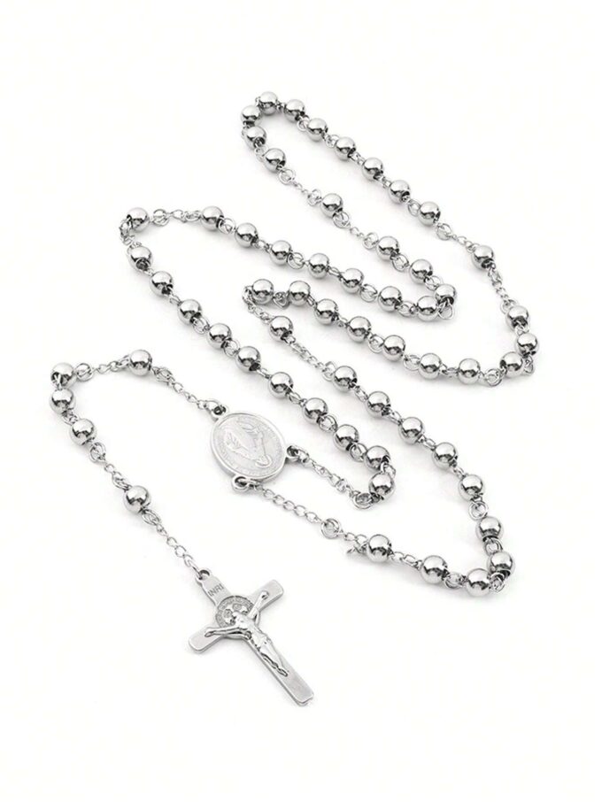 N8468c Chapelet Pour Homme Ou Femme - Collier Acier Inoxydable Argent - Bijoux Colliers chapelets mixtes en ligne Ninanina