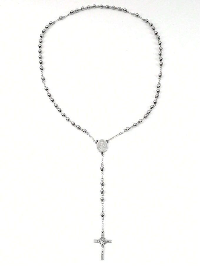 N8468d Chapelet Pour Homme Ou Femme - Collier Acier Inoxydable Argent - Bijoux Colliers chapelets mixtes en ligne Ninanina