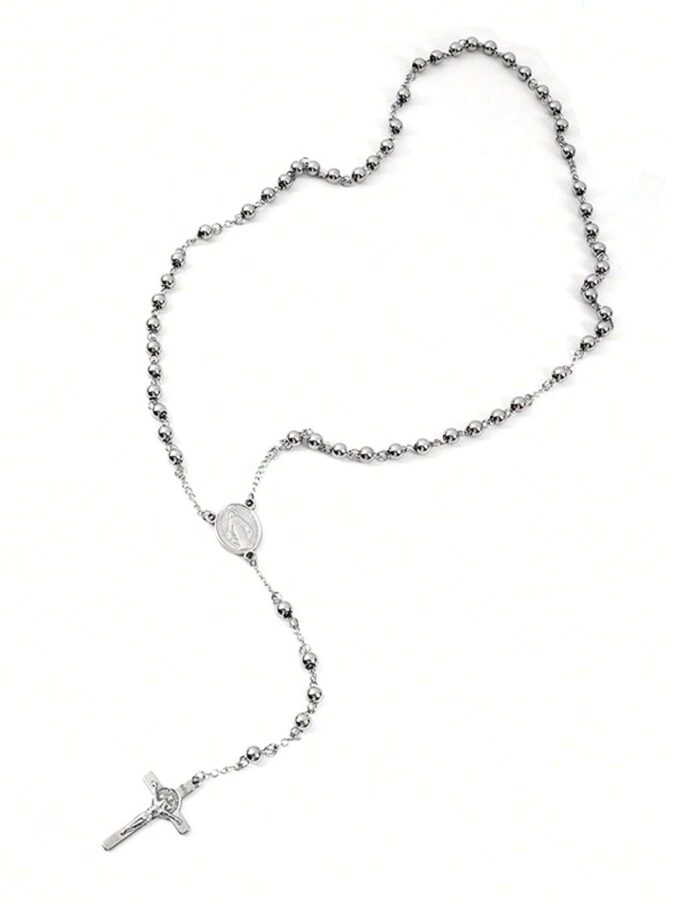 N8468e Chapelet Pour Homme Ou Femme - Collier Acier Inoxydable Argent - Bijoux Colliers chapelets mixtes en ligne Ninanina