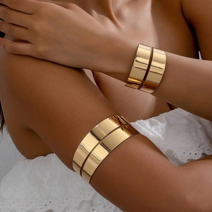 N8479e Ensemble Bracelets Femme Manchette Doré Pour Biceps Et Poignet - Bijoux Bracelet femmes en ligne Ninanina