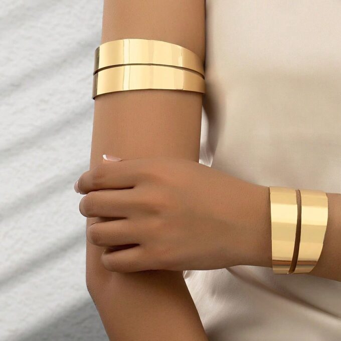 N8479f Ensemble Bracelets Femme Manchette Doré Pour Biceps Et Poignet - Bijoux Bracelet femmes en ligne Ninanina