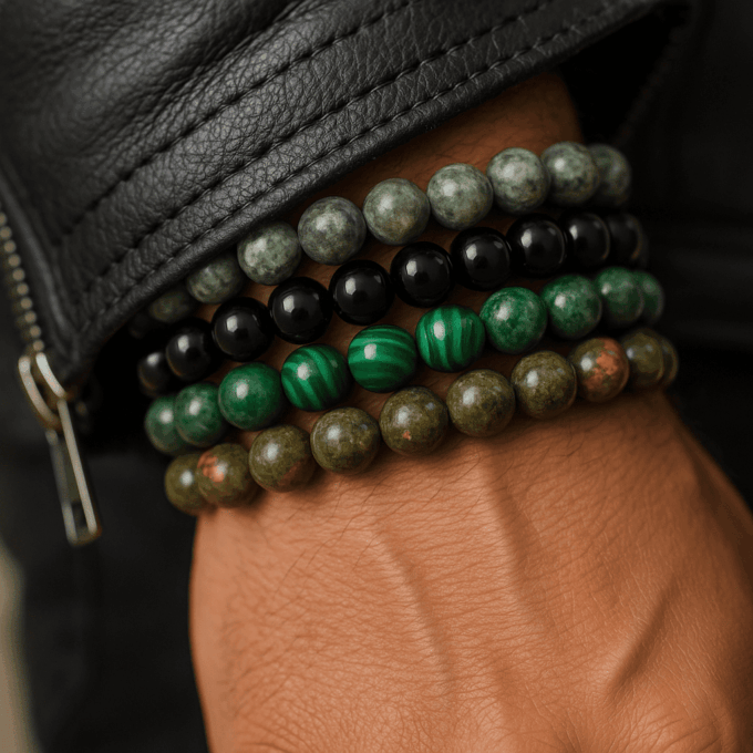 N8464c Ensemble De Bracelet Elastique Pierre Naturelle - 5 pièces Perles De 7mm - Bijoux Bracelets pierres naturelles en ligne Ninanina