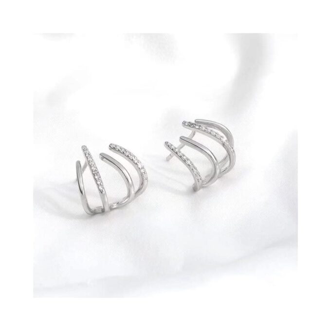 N8469c Boucles D'Oreilles Griffes Argent 925 Et Zirconium Blanc Pour Femme - Bijoux Boucle d'oreille moderne en ligne Ninanina