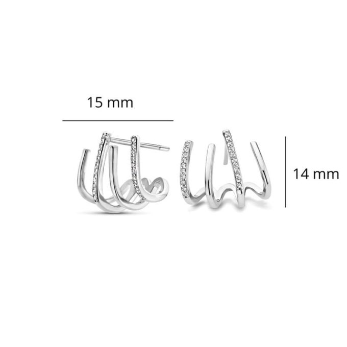 N8469e Boucles D'Oreilles Griffes Argent 925 Et Zirconium Blanc Pour Femme - Bijoux Boucle d'oreille moderne en ligne Ninanina