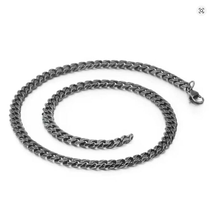 N8474 cChaîne Homme Gourmette Large Acier Inoxydable Gris Foncé Noir Vieilli 10mm - Bijoux Colliers hommes en ligne Ninanina