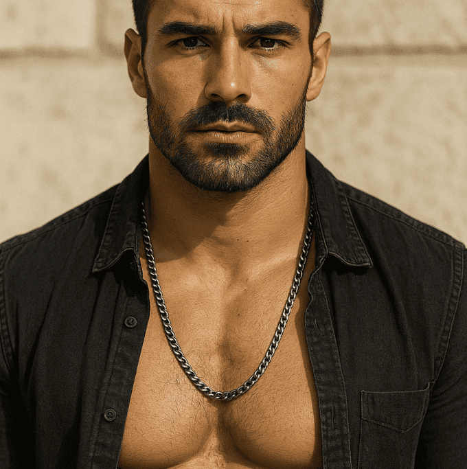 N8476 Chaîne homme acier inoxydable noir vieilli – Collier gourmette maillons larges robustes et tendance - Bijoux Colliers hommes en ligne Ninanina