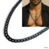 N8476a Chaîne homme acier inoxydable noir vieilli – Collier gourmette maillons larges robustes et tendance - Bijoux Colliers hommes en ligne Ninanina