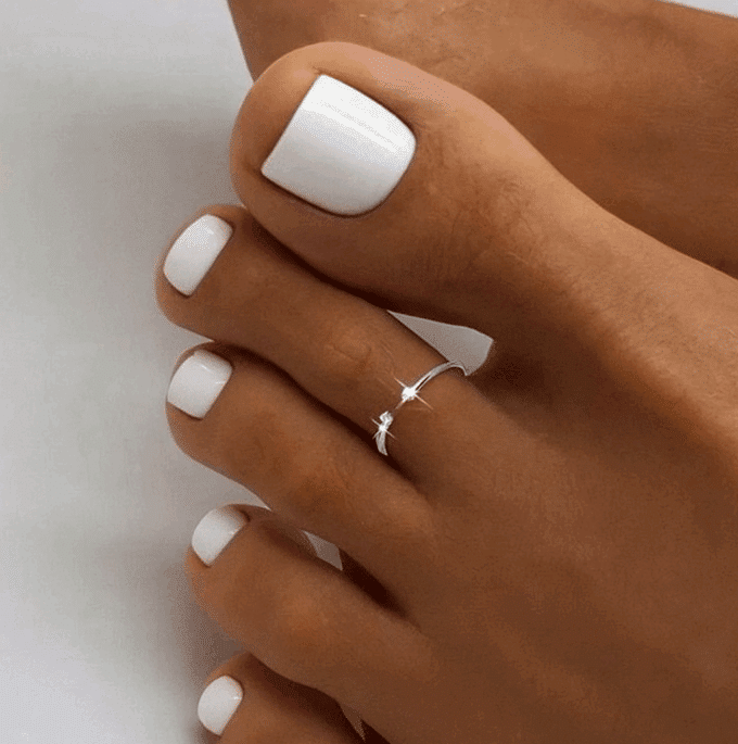 N8488c Bague d'orteil ouverte sur le dessus en argent 925 doré avec zirconium à chaque extrémité - Bijoux bagues de pieds en ligne Ninanina