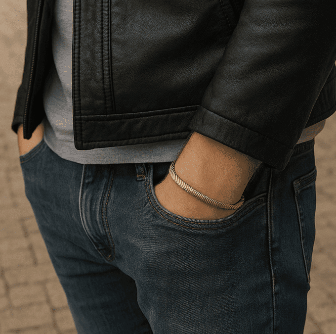 N8496d Bracelet Jonc en Acier Inoxydable Doré – Modèle Torsadé Ouvert, Boules aux Extrémités - Bijoux bracelets joncs en ligne Ninanina