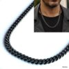 N8451d Collier Acier Homme Grosse Maille Gourmette Noir Vieillie 60cm Large 10mm - Bijoux Colliers hommes en ligne Ninanina
