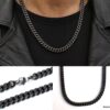 N8451e Collier Acier Homme Grosse Maille Gourmette Noir Vieillie 60cm Large 10mm - Bijoux Colliers hommes en ligne Ninanina