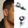 N8497g Boucle d'Oreille Spike Pendentif Pointe Acier Inoxydable Et Turquoise Homme - Bijoux Boucles d'oreilles en ligne Ninanina