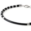 N8420b Bracelet Homme Pierre Howlite Noir Et Perle Demi lune Acier Inoxydable Argenté Artisanal - Bijoux Bracelets en ligne Ninanina