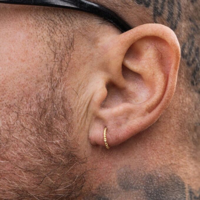 N8505d Créole torsadée 12mm argentée ou dorée - Boucle d'Oreille homme ou femme en acier inoxydable - Bijoux Boucles d'oreilles