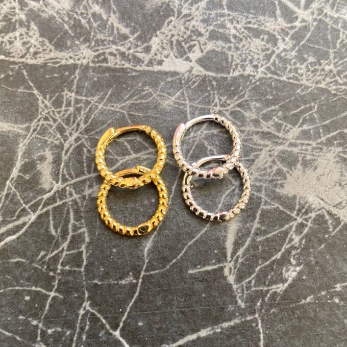 N8505e Créole torsadée 12mm argentée ou dorée - Boucle d'Oreille homme ou femme en acier inoxydable - Bijoux Boucles d'oreilles