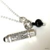 N8531g Pendentif Urne Funéraire Défunt - Collier Artisanal Chaine Argent 925 Et Onyx Noir Véritable - Bijoux funéraires en ligne Ninanina