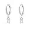 N8500d Mini Créoles Argent Plaqué Or ou Rhodium et Pierre de Zirconium Baguette rectangulaire - Bijoux Boucles d'oreilles en ligne Ninanina