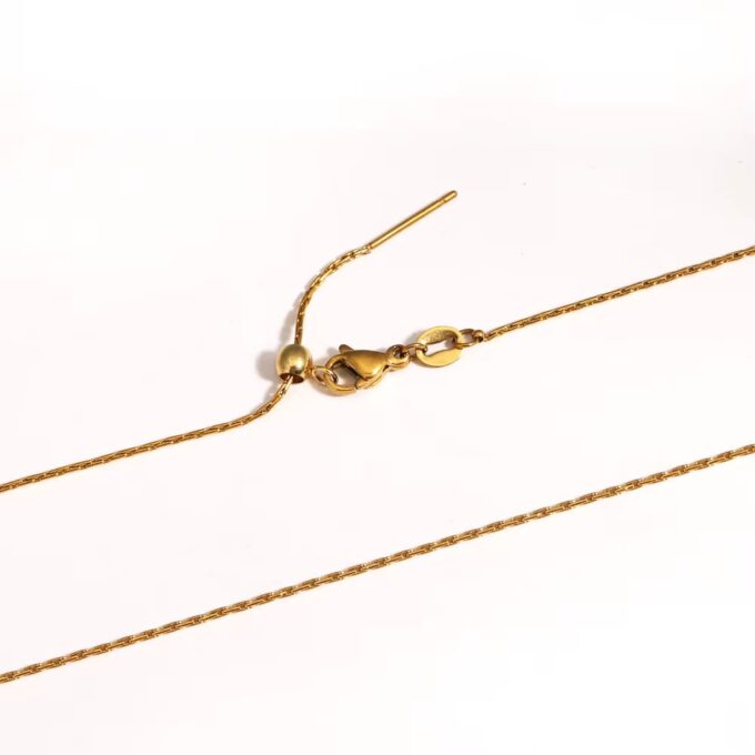 N8547c Collier Oeil Bleu Turquoise Pendentif Carré en Acier Doré – Bijou Protecteur Bohème Chic zirconium - Bijoux Colliers en ligne Ninanina