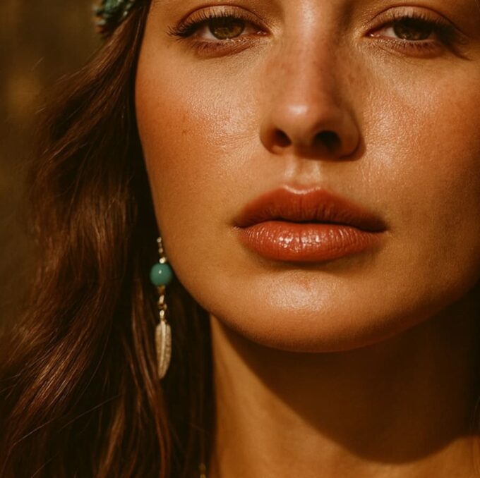 N8548b Boucles D'oreilles Pendantes Plumes Acier Inoxydable Doré et Perle Turquoise Artisanales - Bijoux d'oreille en ligne Ninanina