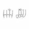 N8470 Boucles d’Oreilles Femme en Argent 925 à 4 Griffes – Design Graphique Moderne et Élégant - Bijopux d'oreille en ligne Ninanina