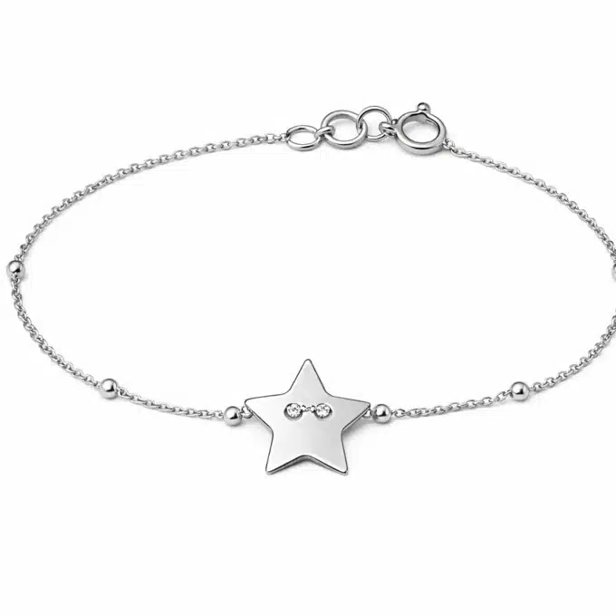 N8565d Chaine De Cheville Etoile Argent 925 Et Chainette Satellite Made In France - Bijoux de pieds femmes en ligne Ninanina