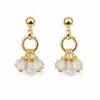 N8571F Boucles d'Oreilles Diamant Femme Artisanal - Clous Plaqué or 14 carats et Diamants Blancs Véritables - Bijoux d'oreille pierre précieuse en ligne Ninanina