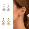 N8571G Boucles d'Oreilles Diamant Femme Artisanal - Clous Plaqué or 14 carats et Diamants Blancs Véritables - Bijoux d'oreille pierre précieuse en ligne Ninanina