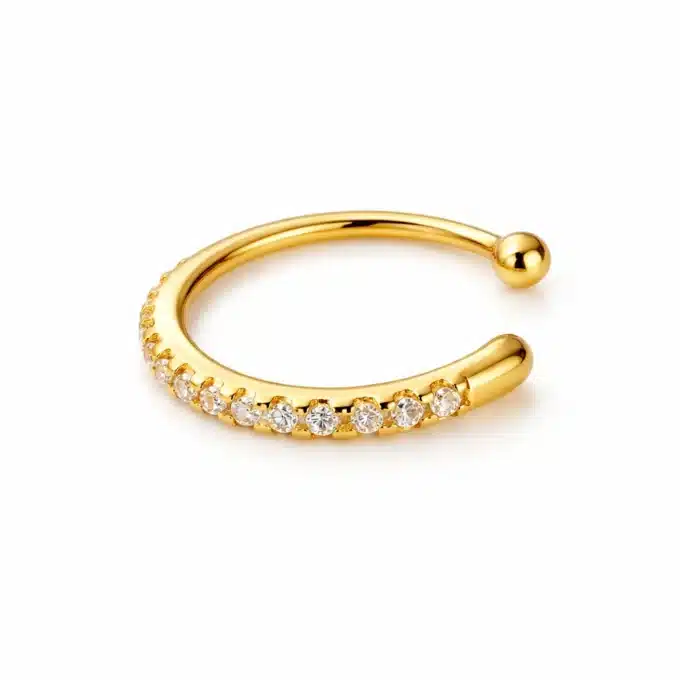N8514 Ear Cuff Or Plaqué sur Argent 925 avec Zirconium Etincellant - Bijoux d'oreille en ligne Ninanina
