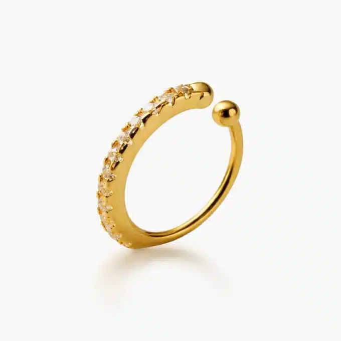 N8514b Ear Cuff Or Plaqué sur Argent 925 avec Zirconium Etincellant - Bijoux d'oreille en ligne Ninanina
