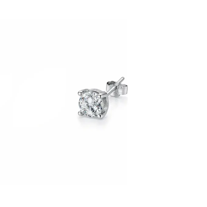 N8605b Boucle D'Oreille Homme Diamant - Clous 4 Griffes Zirconium Argent 925 - Bijoux d'oreilles en ligne hommes Ninanina
