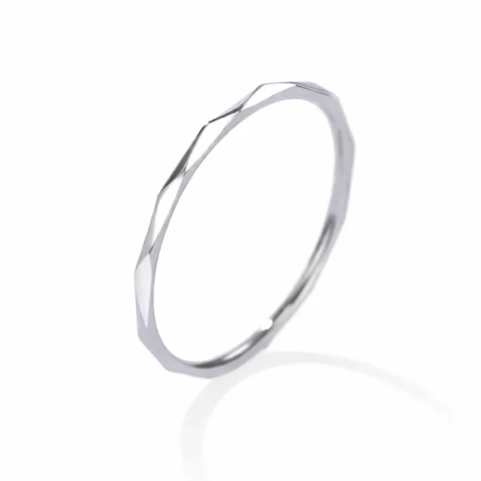 N8621b Bague Bout De Doigt Texturée Femme - Anneau Acier Inoxydable Argenté - Bijoux bagues de phalanges en ligne Ninanina